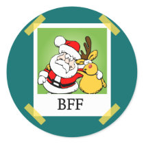 Santa & Rudolph BFF's Round Stickers