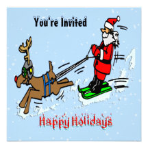 Santa Skiing Holiday Invitation