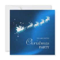 Santa Sleigh Blue Christmas Party invitation