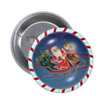 SANTA, SLEIGH & CANDY CANE WREATH PIN
