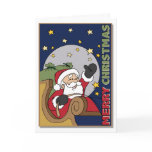 Santa Sleigh Illustration Merry Christmas Greeting Card