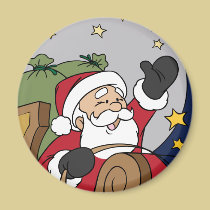Santa Sleigh Illustration Merry Christmas magnets