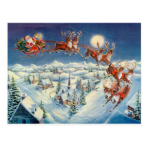 SANTA, SLEIGH & REINDEER by SHARON SHARPE Post Cards