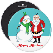 Santa Snowman Photo Button