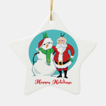 Santa Snowman Photo Christmas Ornaments