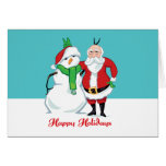 Santa Snowman Photo Greeting Card