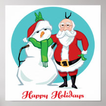 Santa Snowman Photo Print