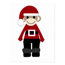 Santa Sock Monkey Post Cards