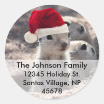Santa Squirrel Address Labels Sticker
