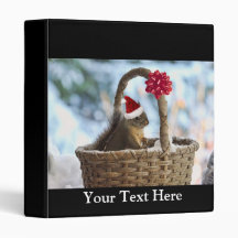 Santa Squirrel in Snow 3 Ring Binders