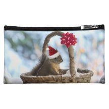 Santa Squirrel in Snow Cosmetic Bags