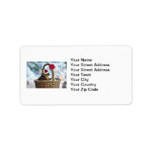 Santa Squirrel in Snow Labels