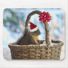 Santa Squirrel in Snow Mousepad