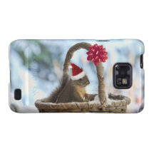 Santa Squirrel in Snow Samsung Galaxy S2 Cases