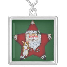 Santa Star and Corgi Necklace