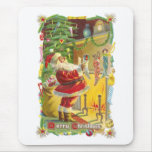 Santa, Stockings and Stars Vintage Christmas Mousepads