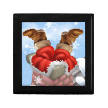 Santa stuck in a chimney trinket boxes