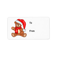 Santa Teddy Bear Personalized Address Labels