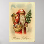 Santa, Tree and Toys Merry Christmas Card posters