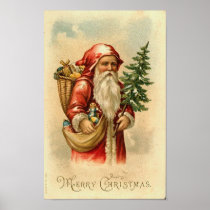 Santa, Tree and Toys Merry Christmas Card