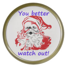 Santa warning "You better watch out!" Dinner Plates