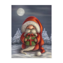 Santa with a gift postcard