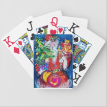SANTA WITH CHRISTMAS TREE AND GIFTS playing cards