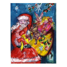 SANTA WITH GIFTS POSTCARD