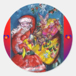 SANTA WITH GIFTS ROUND STICKERS