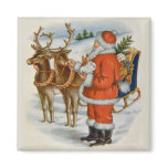 Santa With His Reindeer magnets