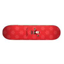 Santa with red snowflakes pattern skateboard