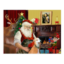 Santa's 2 Greyhounds Post Cards