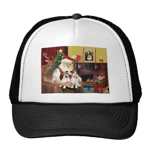 Santa's 2 Jack Russell's Mesh Hats
