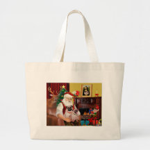 Santa's 2 Pugs (f+B) Canvas Bag