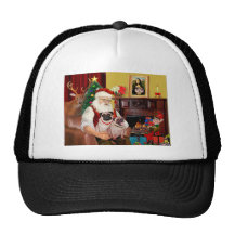 Santa's 2 Pugs (f+B) Hats