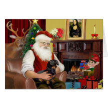 Santa's black / tan  Dachshund (#16) Greeting Card