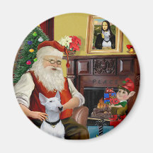 Santa's Bull Terrier (white) Magnet