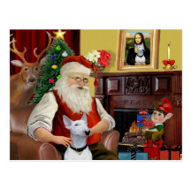 Santa's Bull Terrier (white) Post Card