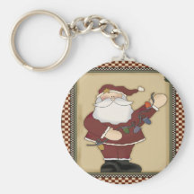 Santas Christmas Light Bulbs Keychain