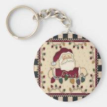 Santas Christmas Light Bulbs Keychain