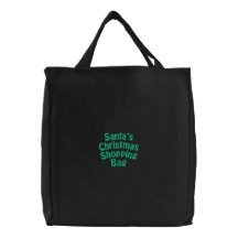 Santa's Christmas Shopping Embroidered Bag