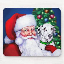 Santa's Dalmatian at Christmas Mouse Pads