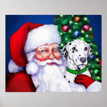 Santa's Dalmatian at Christmas Print