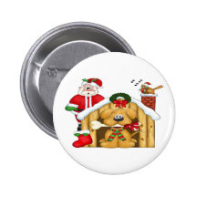 Santa's Dog House - Button