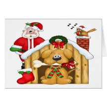 Santa's Dog House - Greeting Card