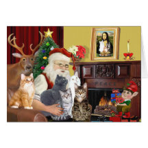 Santa's Five Cats Cards