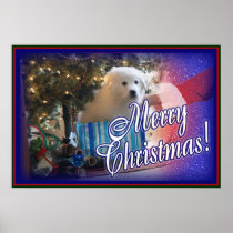SANTA'S GREAT PYRENEES CHRISTMAS PUPPY GIFT POSTER
