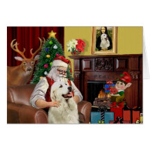 Santa's GreatPyrenees Greeting Cards