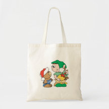 santas helper cute teddy bear design bags