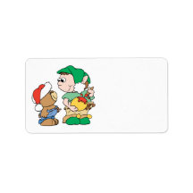 santas helper cute teddy bear design custom address label